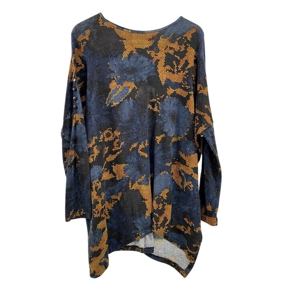 Clara Sun Woo Womens Honeycomb Print Dolman Long Sleeve Tunic Top size M Artsyโ